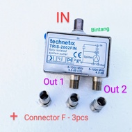 splitter antena tv cabang 2 way spliter Signal + drat connector