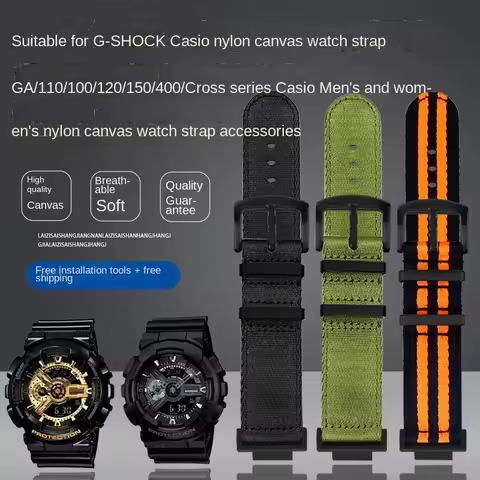 For Casio G-SHOCK GA110/100/120 GM/GA2100 Modified men‘s nylon canvas watch strap DW-5600 GW-B5600 G