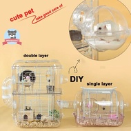 hamster cage luxurious single/double layer with Running Wheel Water Bottle Food Basin hamster house