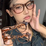 Y2K Cat Leopard Print Eyeframe - Anime Cat Ear Eyeglass Frame - No Lenses Eyewear - Vintage, Sweet -