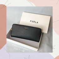 【SS】義大利Furla長夾 歐洲精品 黑長夾 黑皮夾 防刮皮 真皮皮夾