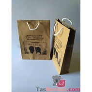 Brown kraft Paper bag with screen printing, size P22 W7 H27cm, Free Design | Screen-printed distro p
