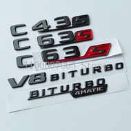 2017 Glossy Black Letters V8 Biturbo 4matic Emblem for Mercedes Benz AMG C43 C63S Coupe Car Fender T