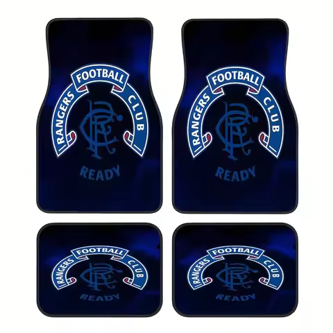 4pcs Rangers FC Style Pattern Car Mats, Universal Carpet, Easy to Clean, PAccessories, Suitable for 