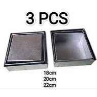3pcs Legit Layer Square Pans Roll Cake Pans made of thick galvalum, size 18x18x7cm / 20x20x7cm / 22x
