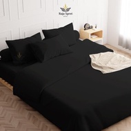 BEDCOVER SET + PLAIN MOTIF BEDSHEET 90x200/120x200/160x200/180x200 -Black