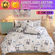 BEE 2200Tc Cozy Cotton 5in1 Bedsheet With Comforter Set Cartoon Bedsheet Fitted Bedsheet Bedding Set
