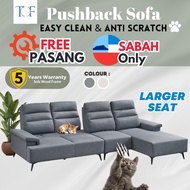 Sabah Pushback Sofa Set Sofa Easy Clean & Anti Scratch Sofa L Shape Sofa Besar Pet Friendly