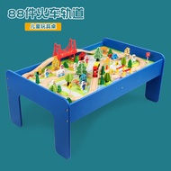 Children Wooden Train Track Table Track Combination Set Men Women Play House Disassembly Track Toys