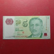 Uang Asing 5 Dollar Singapura Asli 100%