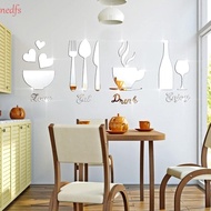 NEDFS Kitchen Acrylic Sticker, Acrylic Fork Mirror Wall Sticker, Creative Mirror DIY Bowl 3D Tableware Decal Home Decor