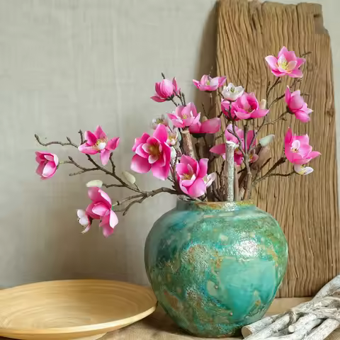 5 Head Artificial Flower Francica Multi-head Magnolia INS Fake Flower Wedding Home Decoration Decora