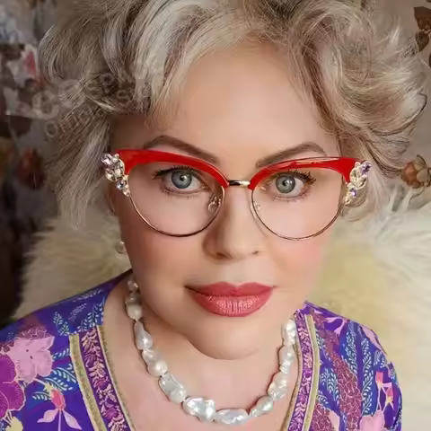 Ladies Diamond Cat Eyes Glasses Frames Women Brand Designer Optical Eyeglasses Fashion Eyewear Compu