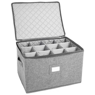 []-Wine Glass Storage Box Champagne Glass Storage Container for 12 Crystal Champagne Flutes Storage 