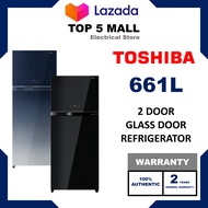 Toshiba Refrigerator (661L)  GR-AG66MA (XK/GG/PGB) 2 Glass Door Inverter Fridge Refrigerator  with A