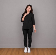 Kemeja Wanita Terbaru Bahan Rayon Twill Premium Halus Lembut Dan Adem Enak Nyaman Dipakai Sehari - H