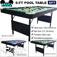 Miki 6-Ft Pool Table Meja Billiard Kecil Mdf Kaki Lipat Foldable Leg