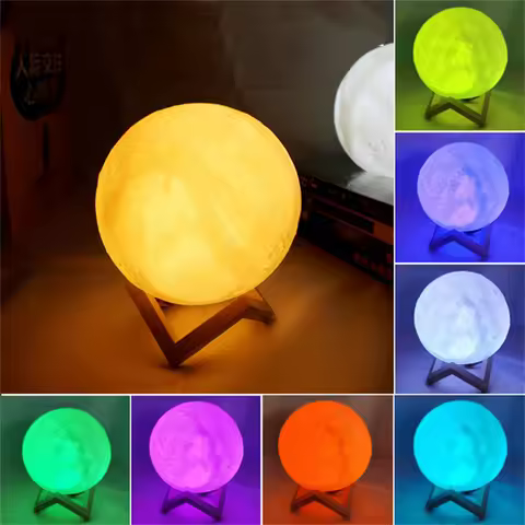 Led Moon Lamp Night Light 3D Printed 8/10/12cm Lunar Lamp Battery Powered Colorful Moon Light Lamps 