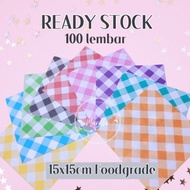 KERTAS ALAS KUE ROTI BENTO CAKE MOTIF KOTAK-KOTAK 15x15 FOODGRADE WRAP GREASEPROOF PAPER