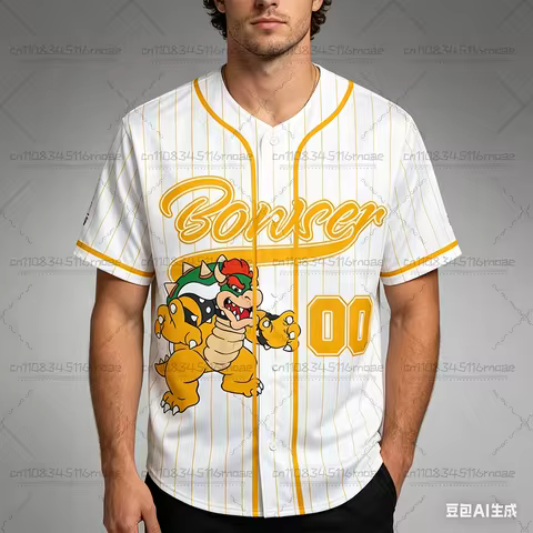 2026 Summer New Super Mario 3D Printed Pattern Baseball Jacket for Men and Women Cute Breathable Cas