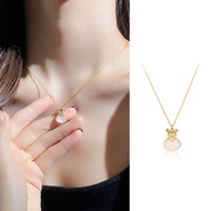 零尚吊坠玉髓钱袋子项链女国风设计锁骨Zero Shang Pendant Jade Marrow Money Bag Necklace Women's National Style DesignJt4