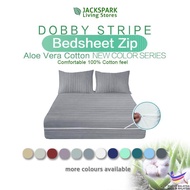 Cadar Zip Premium Cotton Stripe Design Zip Bedsheet Plain Single 2"/4"/6" Super Single Queen 8" Saru