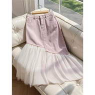 Berkeley Pink Denim A-Line Mini Skirt Spring 2025 Womens Fashion High Waist Polyester Fiber Casual S