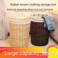 【COD】Storage Rack Rattan Picnic Basket Hamper Penyimpanan Bakul Rotan dengan Penutup Pakaian Kotor 篓