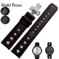 Perforated 20mm Cowhide Leather Watch Bands Strap For Tissot Sports Racing PRS516 T100417 T91T044 T0