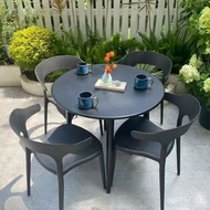 Outdoor Courtyard Milk Tea Shop Garden Plastic Open-Air Table and Chairs Balcony Outdoor Backrest Ne