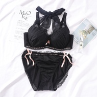 Japanese Large Size Bra Set Black Temptation Beautiful Shoulder Fat MM Sexy Bra 85D90D95C95F95G95H10
