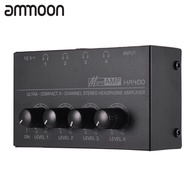 [ammoon]HA400 Ultra-compact 4 Channels Mini Audio Stereo Headphone Amplifier with Power Adapter