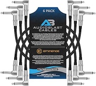 Audioblast - 6 Units - 6 Inch - HQ-1 Braid (Black) Flexible - Dual Shielded(100%)-Guitar Instrument 