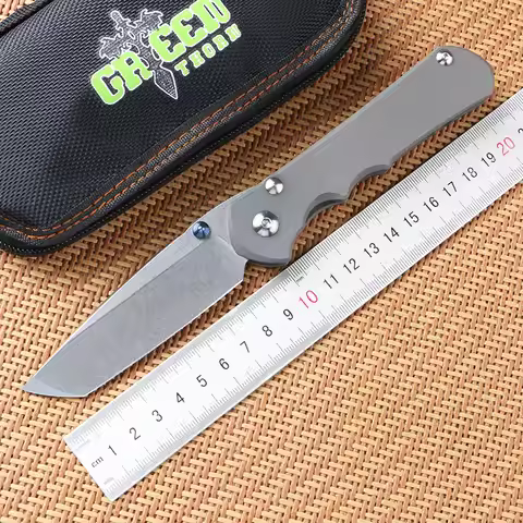 Green thorn folding knife Inkosi T blade VG10TC4 titanium handle outdoor camping hunting survival po
