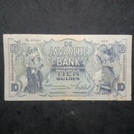 Uang Kuno Kertas Indonesia 10 gulden Wayang tahun 1939 JB21
