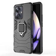 全城熱賣 - 適用於Realme 10 Pro+ 指環鋼鐵俠PC + TPU手機殼（黑色）