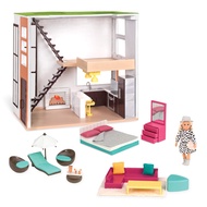 Lori Doll and Dollhouse Set - Mini Doll 15 cm with Loft, Doll Accessories, Furniture, Doll Clothes,