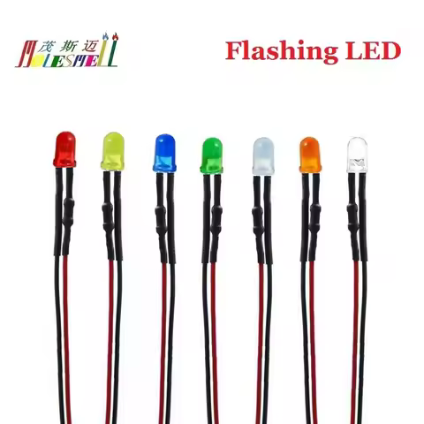 10pcs 5mm Flashing 9V 12V DC Diffused/Water Clear LED Pre-Wired Red Yellow Blue Green White Orange R