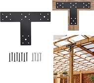 Pergola Flat Brackets 10" x 3",T-Shape Straight Joining Brackets for 4 x 4 or 6 x 6 Lumber,Heavy Dut