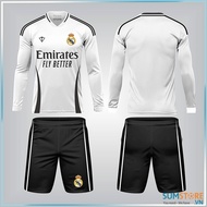 Bộ Quần Áo Bóng Đá CLB Rea.l Trắng Dài Tay SS25 - Đồ Đá Bóng Thun Lạnh 4 Chiều