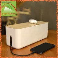 [Gift Box] Wooden Style Cable Storage Box for Wire management and Power Plug Charger Socket Storage Box Charge Socket Or