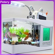 Petery USB Desktop Fish Tank Aquarium LED Light Lamp Digital Clock