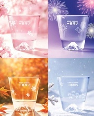 麒麟 富士山杯 櫻花 玻璃杯 春，夏，秋，冬，一套