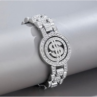 MS Dollar Rotatable Dollar Watch Chain Bracelet American Hip Hop hiphop Time to Run Rap Men Bracelet