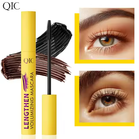 QIC 4D Black Mascara Brown Mascara Thickening, Lengthening, Curling, Waterproof Liquid Fiber Mascara