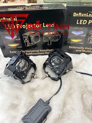 Đôi đèn Led bi trợ sáng RUNLAI mắt vuông. Đèn Led bi mini tăng sáng 2 màu 12/24v