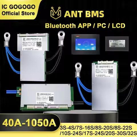 Smart Bluetooth ANT BMS 4S to 32S Lifepo4 Li-ion LTO Battery Protection Board 600A 300A Phone 7S 8S