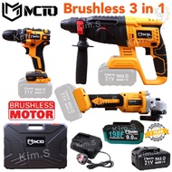 Kim.S MCTO 21V 3 In 1 Super Gila Set Brushless Moto Rotary Hammer Cordless Drill Angle Grinder Tools Stanley Worx Dewlt