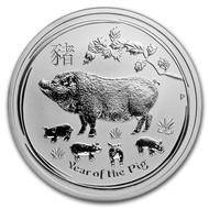 Perth Mint Australia Lunar Pig 2019 1/2 oz .9999 Silver Coin BU (Series II) 1/2oz 0.5oz 0.5 oz