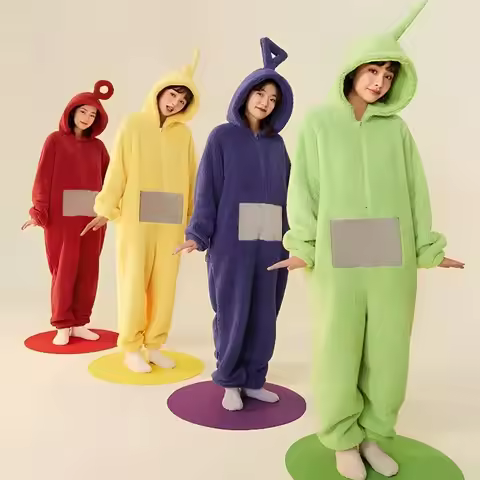 4 Color Pajamas Adults Kids Coral Fleece Costume Tinky Winky -Laa Dipsy Po Family Matching Halloween